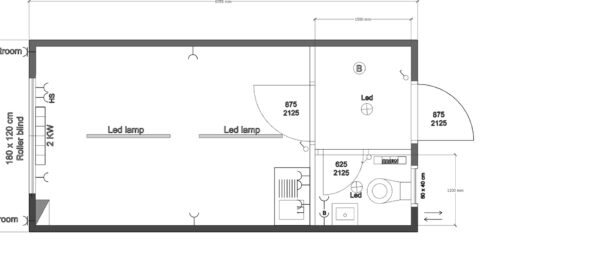 Kantoorunit met kopraam - keuken en toilet - 6x3 meter - Afbeelding 2