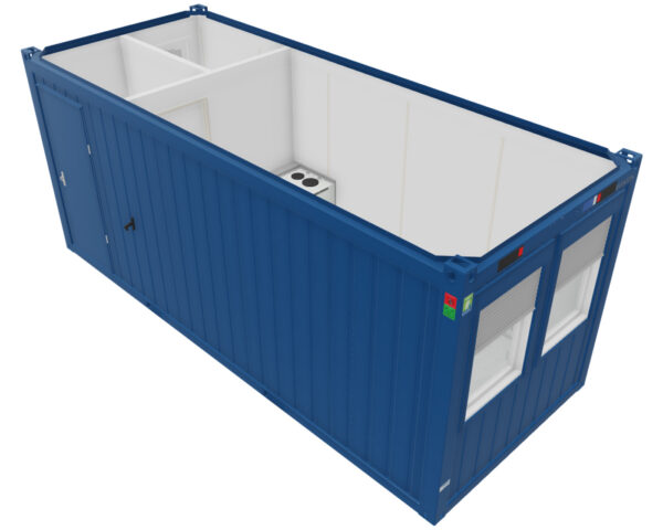 Kantoorunit met 2 kopramen, keuken en toilet - 6x2,5 meter