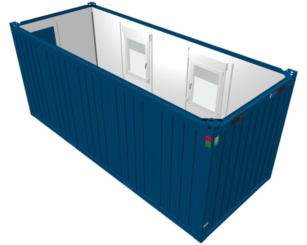 Kantoorunit met 2 zijramen links - 6x2,5 meter - Afbeelding 2
